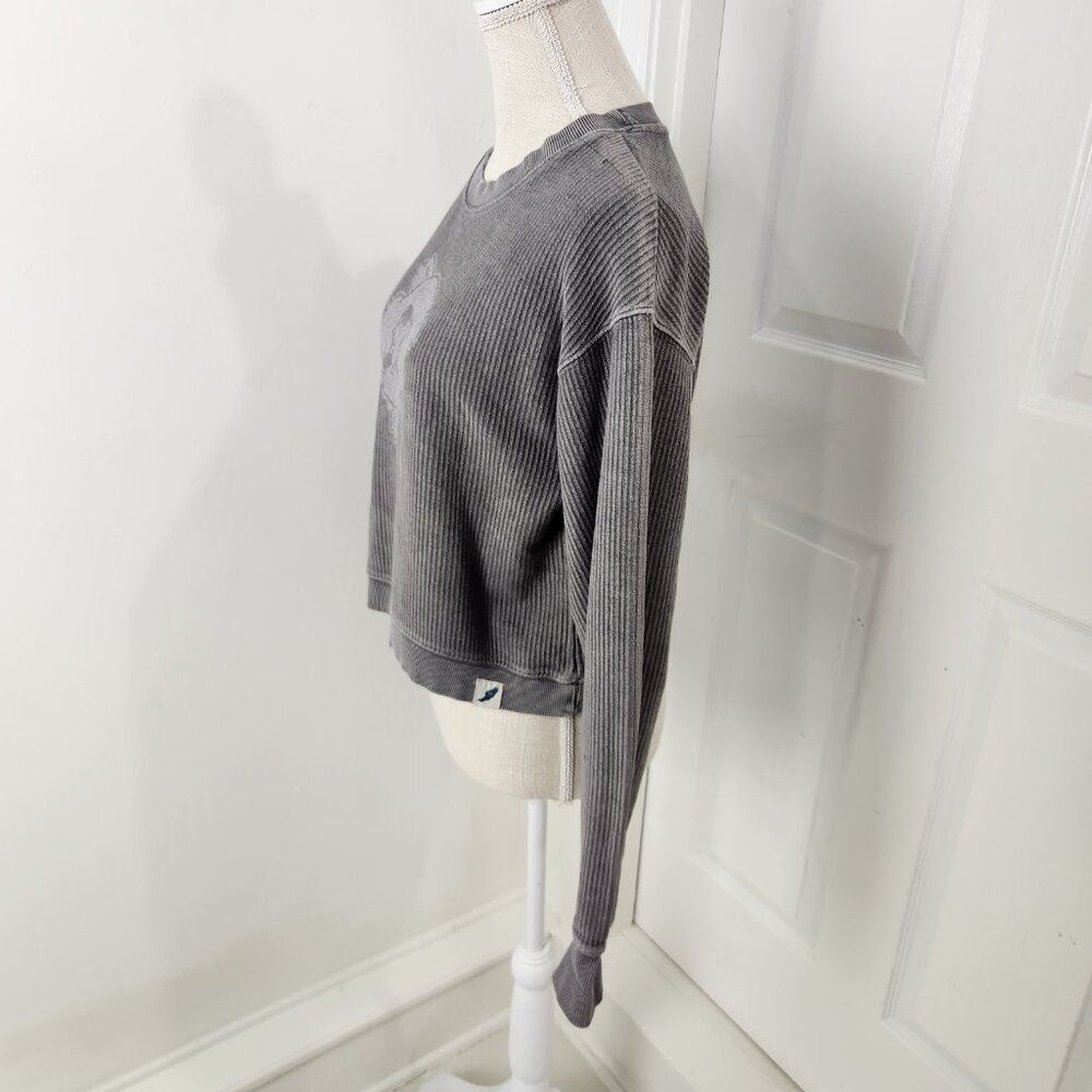 OSU Cowboys Sweatshirt Womens M Gray Ribbed Knit Cropped League Unwind Football - Picture 3 of 15